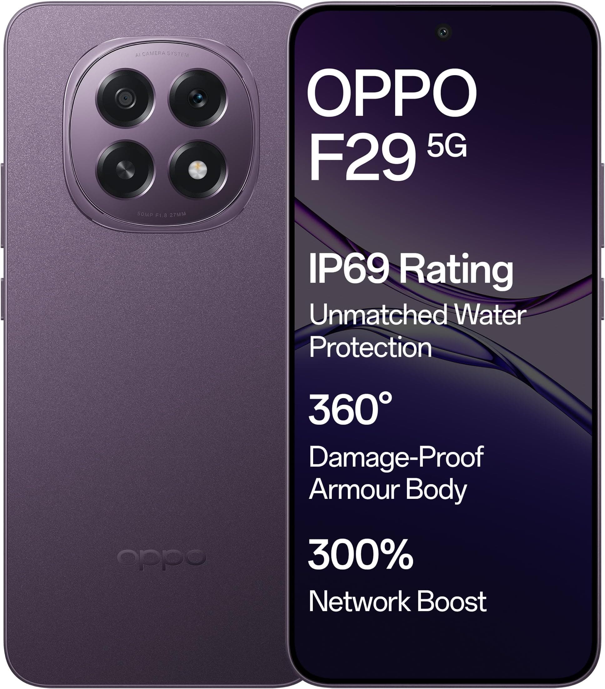 OPPO F29 5G (Solid Purple, 8GB RAM, 128GB Storage)