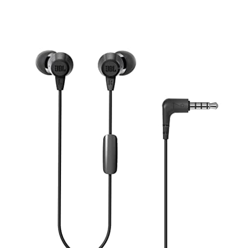 JBL C50HI, Wired in Ear Headphones with Mic, One Button Multi-Function Remote, Lightweight & Comfortable fit (Black) — Image 1