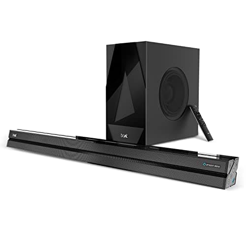 boAt Aavante Bar Aaupera Bluetooth Soundbar with Alexa Built-in, 120W RMS Signature Sound, 2.1 CH Wired Subwoofer, Music Streaming, EQ Modes, Dual Languages & Master Remote Control(Premium Black)