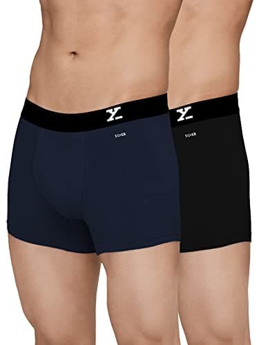 XYXX Men's Aero Super Combed Cotton Regular Fit Solid Antimicrobial Trunks with No Marks Waistband (Pack of 2)