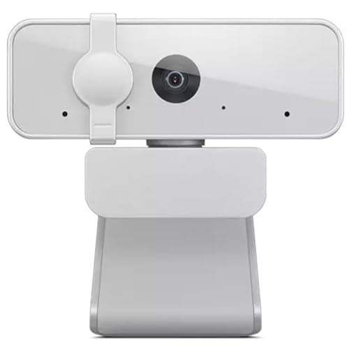 Lenovo 300 FHD Webcam with Full Stereo Dual Built-in mics | FHD 1080P 2.1 Megapixel CMOS Camera |Ultra-Wide 95 Lens, Digital Zoom | 360 Rotation | Flexible Mount, Cloud Grey