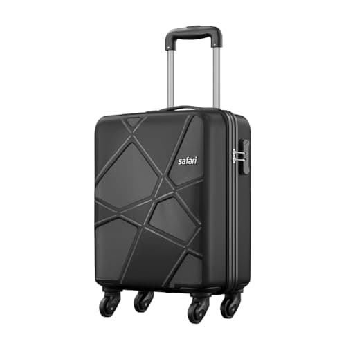Safari Polypropylene (Pp) Pentagon Hardside Small Size Cabin Luggage Suitcase 4 Spinner Wheels Trolley Bags for Travel Black Color 55 Cmhttps://amzn.to/4epIA9V — Image 1