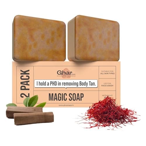 Ghar Soaps Sandalwood & Saffron Handmade Soaps, 200 grams (Pack of 2) | Men, Women | Soaps For Bath — Image 1