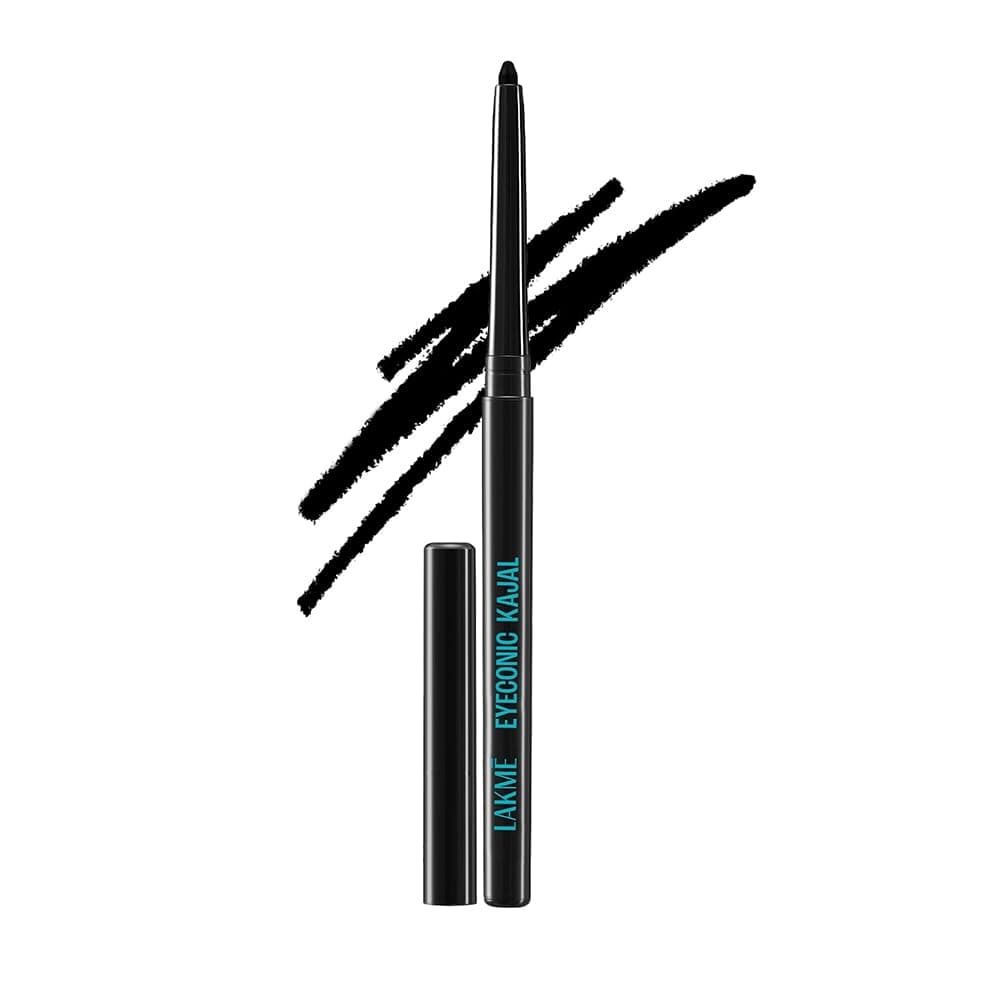 LAKME Eyeconic Black Kajal, Matte Kohl Liner In A Twist Up Pencil, Waterproof, Smudgeproof & Long Lasting Eye Makeup, 0.35g