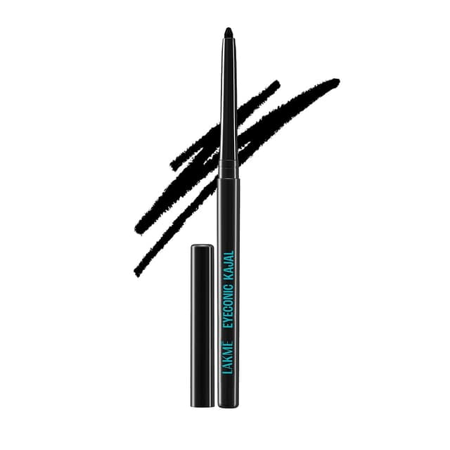 LAKME Eyeconic Black Kajal, Matte Kohl Liner In A Twist Up Pencil, Waterproof, Smudgeproof & Long Lasting Eye Makeup, 0.35g