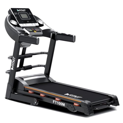 Fitkit FT100 Series (3.25HP Peak) DC-Motorized Treadmill (Inclination: Manual, Max Weight: 110 Kg) with Free At Home Installation and Connected Live Interactive Sessions by Onefitplus — Image 1