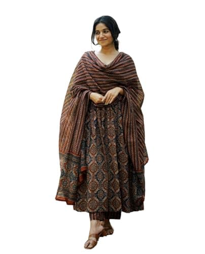 KLOSIA Women Printed Flared A-Line Kurta with Pant and Dupatta Suit Set | Kurta Set — Image 1