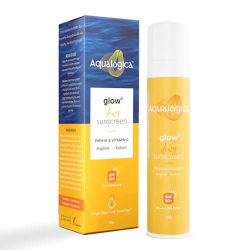 Aqualogica Glow+ Dewy Sunscreen SPF 50 PA++++ | UVA/B & Blue Light Protection for Men & Women | Oily, Dry, Sensitive & Combination Skin | Fragrance-Free | 50g — Image 1