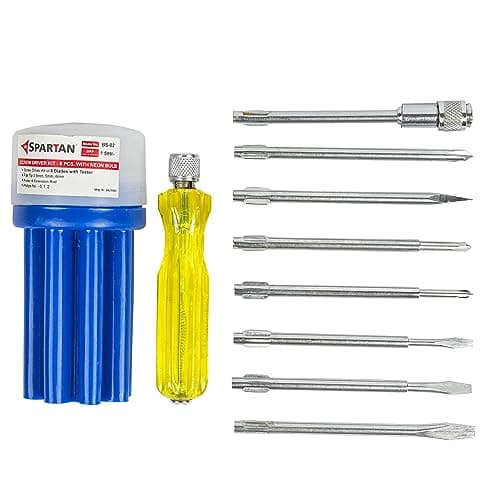 SPARTAN BS-02 8-in-1 Pc Screw Driver Kit With 3 Flat Blades, 3 Phillips Head, 1 Round Poker Bar, Extension Rod| Multi-purpose Tool Set Screwdriver Set (Multicolor) — Image 1