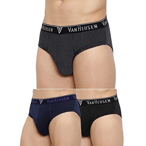 Van Heusen Men Anti Bacterial Briefs - 100% Combed Cotton - Pack of 3 - Colour Fresh, Moisture Wicking