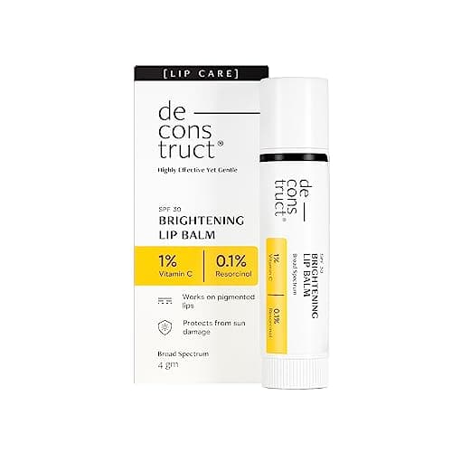 Deconstruct Brightening Lip Balm with SPF 30 | For Dark, Pigmented, Dry, Flaky Lips | Brightens Pigmented Lips | Vitamin C for Dark Lips | SPF 30 for Sun Damage and Discoloration | Lip Balm for Glossy Buttery Soft Pink Lips | For Women & Men - (4 gm) — Image 1