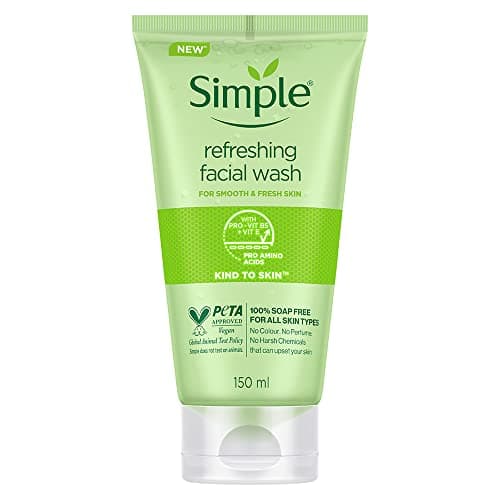 Simple Refreshing Face Wash, 150 ml (Pack of 1) | sensitive, dry, oily | women, men | 100% soap-free, gentle cleanser