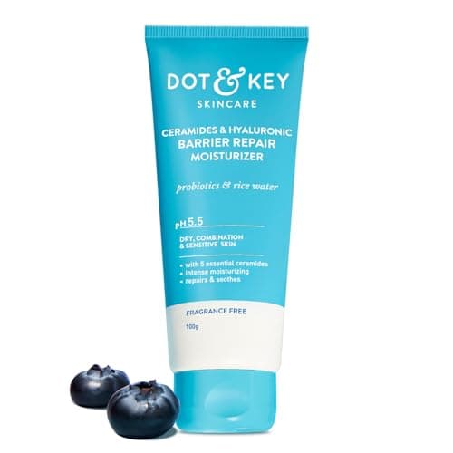 Dot & Key Ceramides Moisturizer with Hyaluronic for Intense Moisturizing and Skin Strengthening | With Probiotic & Rice Water I Barrier Repair Cream | For Dry Skin, Normal Skin & Sensitive Skin | 100g — Image 1
