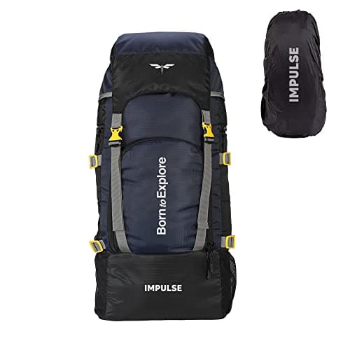 Impulse Rucksack bag 60 litres travel bag for men tourist bag for travel backpack for hiking trekking Bag for men camping Keep Discovering Light Blue with 1 year Warranty — Image 1
