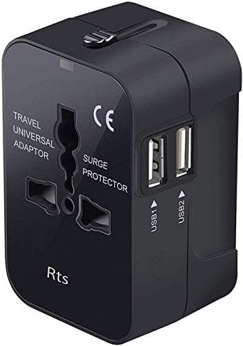 rts Universal Travel Adapter, International All in One Worldwide Travel Adapter and Wall Charger with USB Ports with Multi Type Power Outlet USB 2.1A,100-250 Voltage Travel Charger (Black) — Image 1