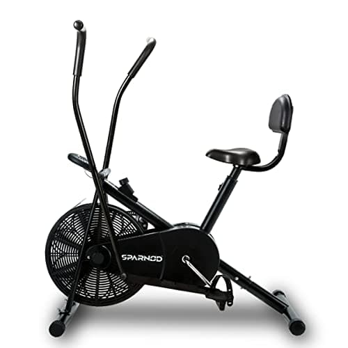 SPARNOD FITNESS SAB-05 Upright Air Bike Exercise Cycle for Home Gym - Dual Action for Full Body Workout - Adjustable Resistance, Height Adjustable seat with Back Rest (DIY Installation)