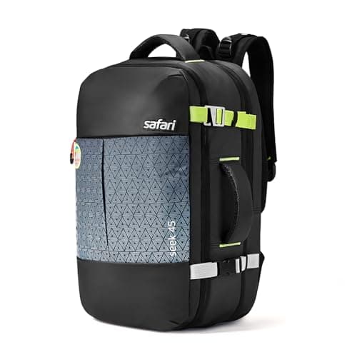Safari Seek 45L Extra Large Polyester Hard Sided 4 Spinner Wheels Backpack Black — Image 1