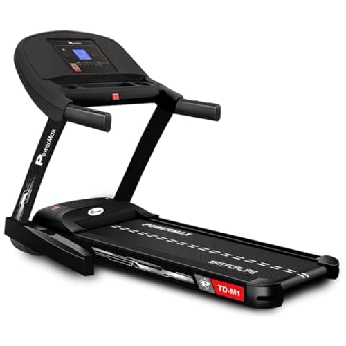 PowerMax Fitness TD-M1 2HP (4HP Peak) Pre-installed Motorized Steel Treadmill, Home Use & Semi Automatic Lubrication (Black)