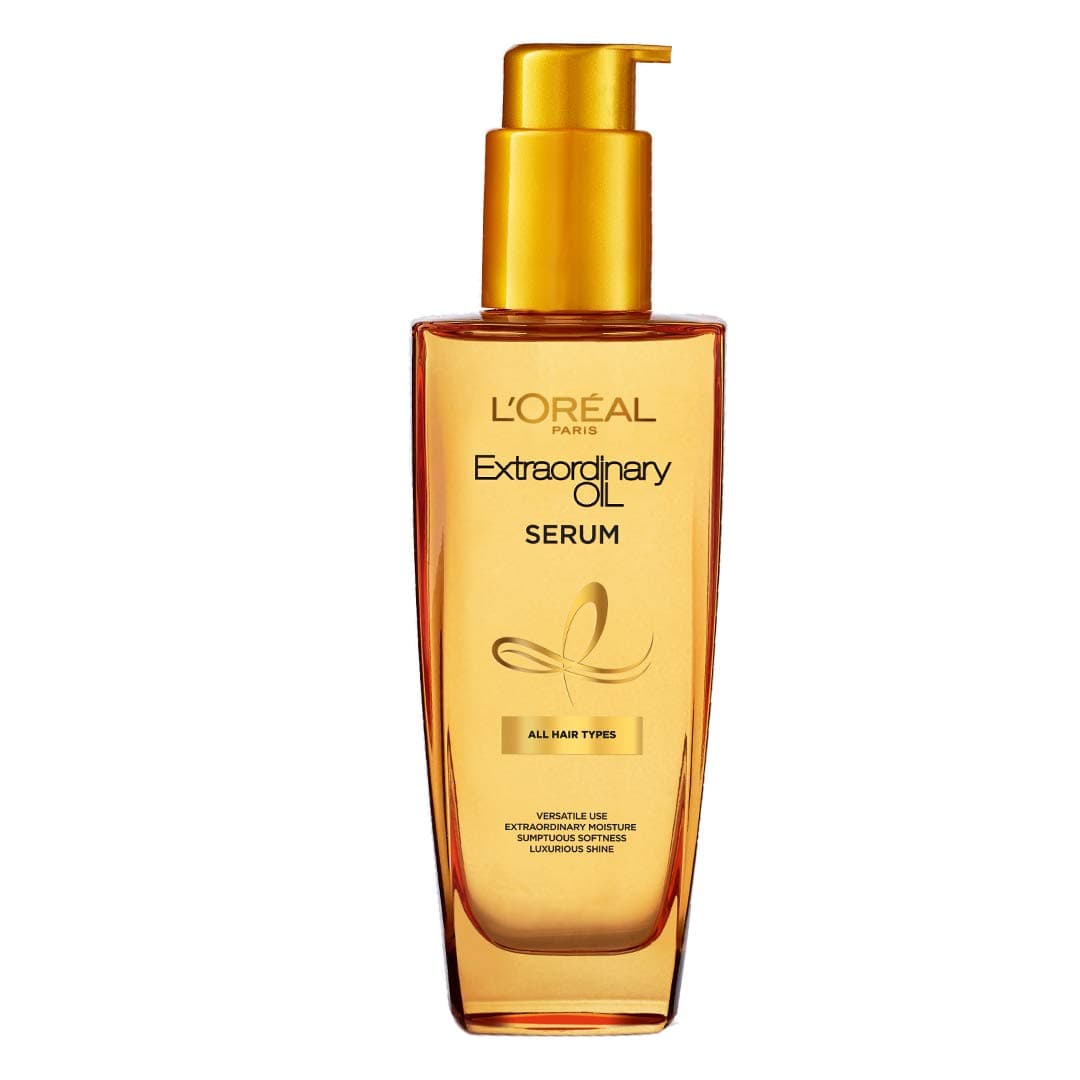 L'Oreal Paris Serum, Protection and Shine, For Dry, Flyaway & Frizzy Hair, With 6 Rare Flower Oils, Extraordinary Oil, 100ml — Image 1
