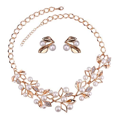 YouBella Jewellery Sets for Women Pearl Studded Necklace Jewellery set with Earrings For Girls/Women (Gold) — Image 1