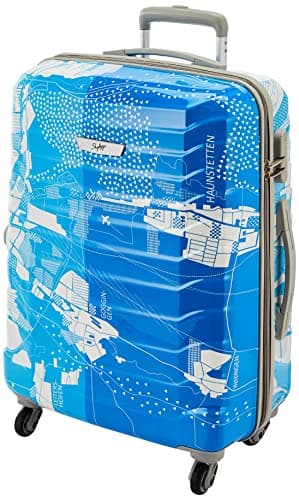 Skybags Trooper 65 Cms Medium Check-In Polycarbonate Hardshellsided 4 Wheels Spinner Luggae/Suitcase/Inline Trolley Bag- Blue And White — Image 1