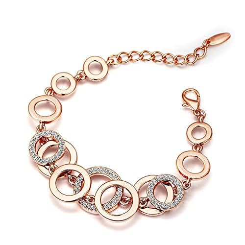 YouBella Jewellery Bracelets for Women Stylish Rose Gold Plated Crystal Bracelet Bangle Jewellery For Girls and Women (Circle)