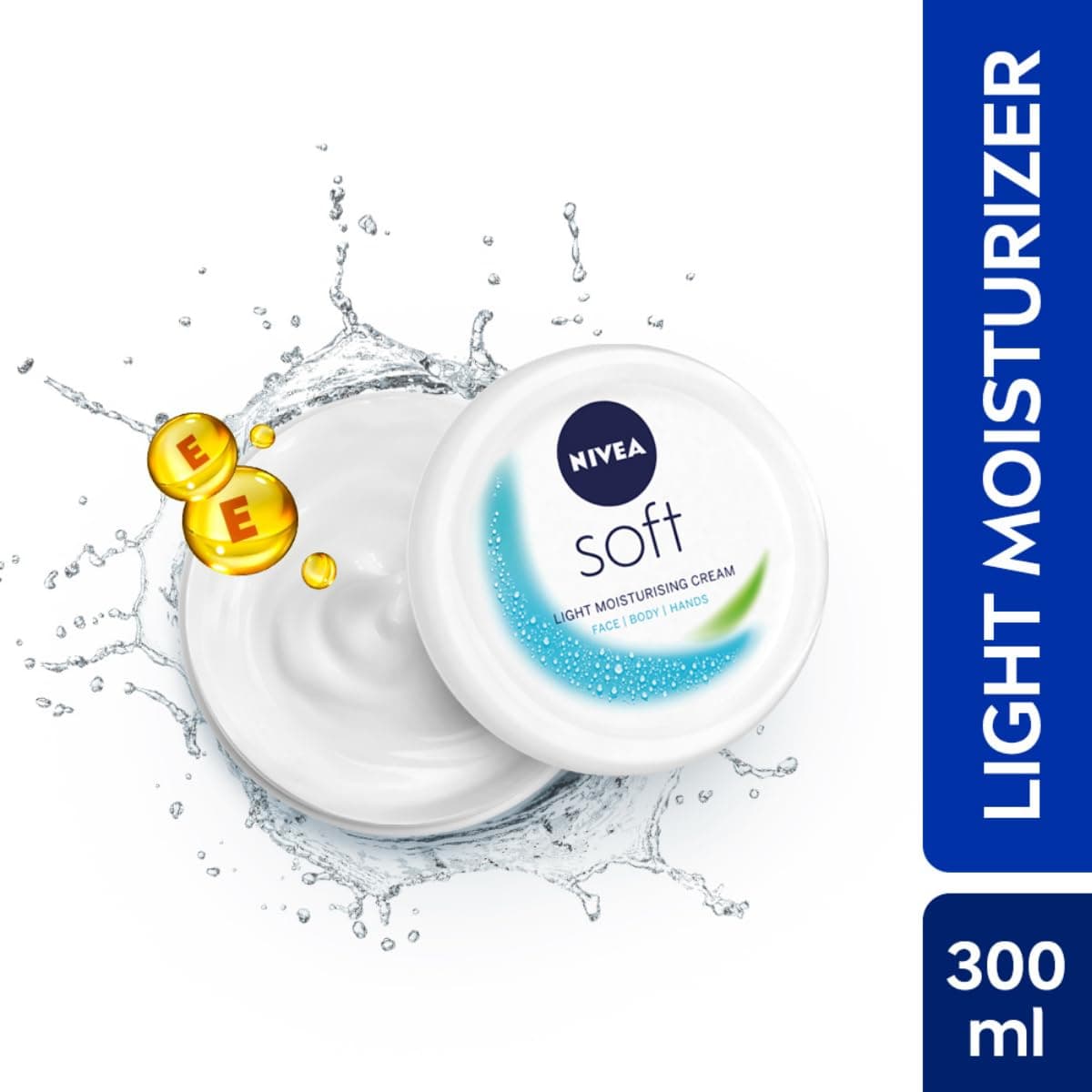 NIVEA Soft Light Moisturizer, 300 ml, for Face, Hand & Body, Non-Greasy Cream with Vitamin E & Jojoba Oil for Instant Hydration — Image 1
