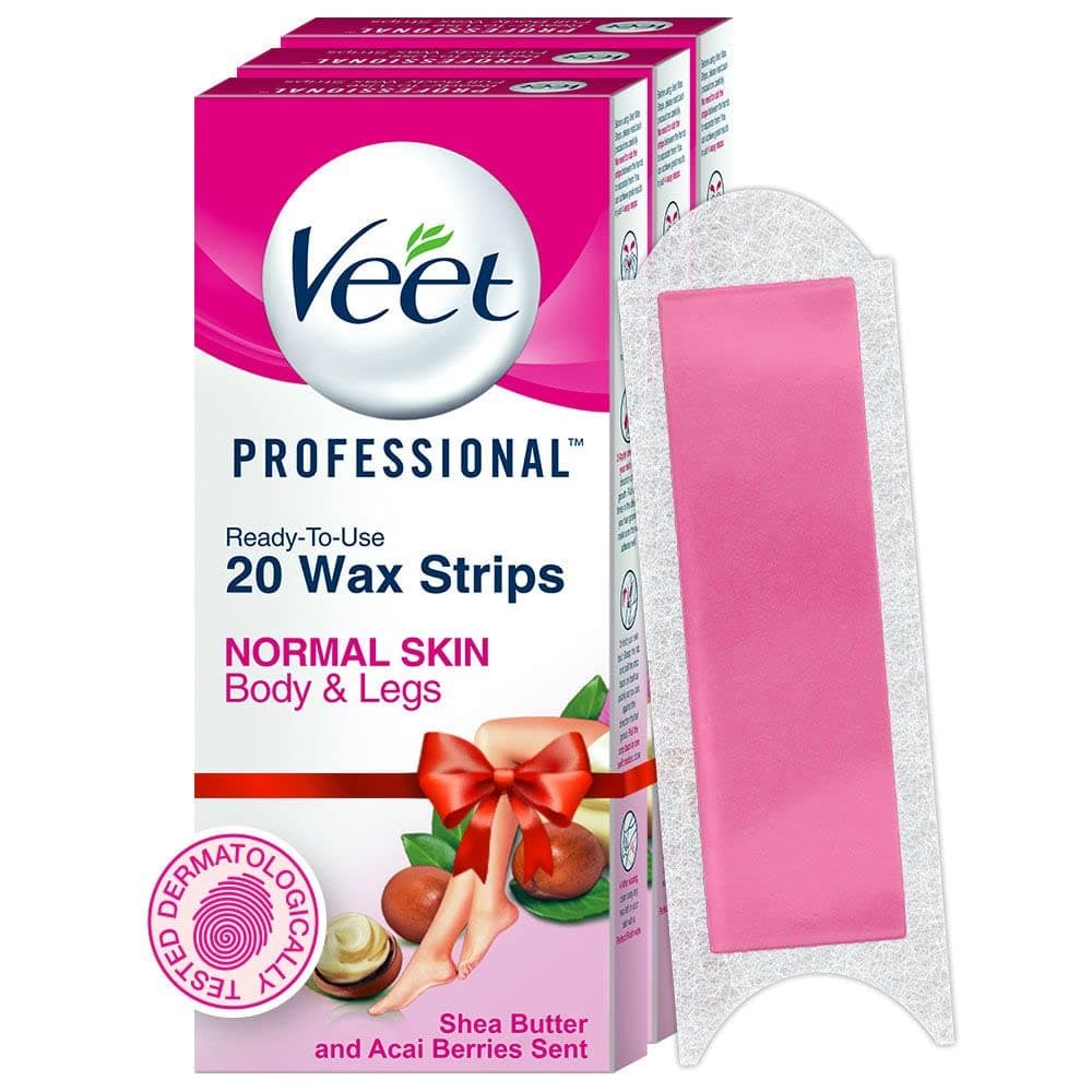 Veet Professional Waxing Strips Kit for Normal Skin, 20 Strips | Gel Wax Hair Removal for Women | Up to 28 Days of Smoothness | No Wax Heater or Wax Beans Required, Pack of 1 — Image 1