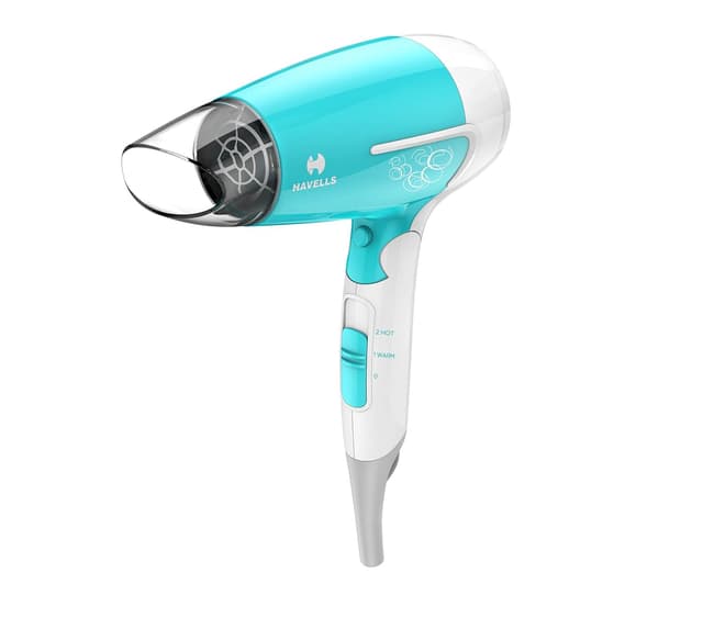 Havells 1200 Watts Foldable Hair Dryer; 3 Heat Settings With Cool Shot (Hot/Cool/ Warm), Heat Balance Technology|Cool Turquoise|Your Perfect Blow Dry Companion For Effortless Hair Styling|Hd3151