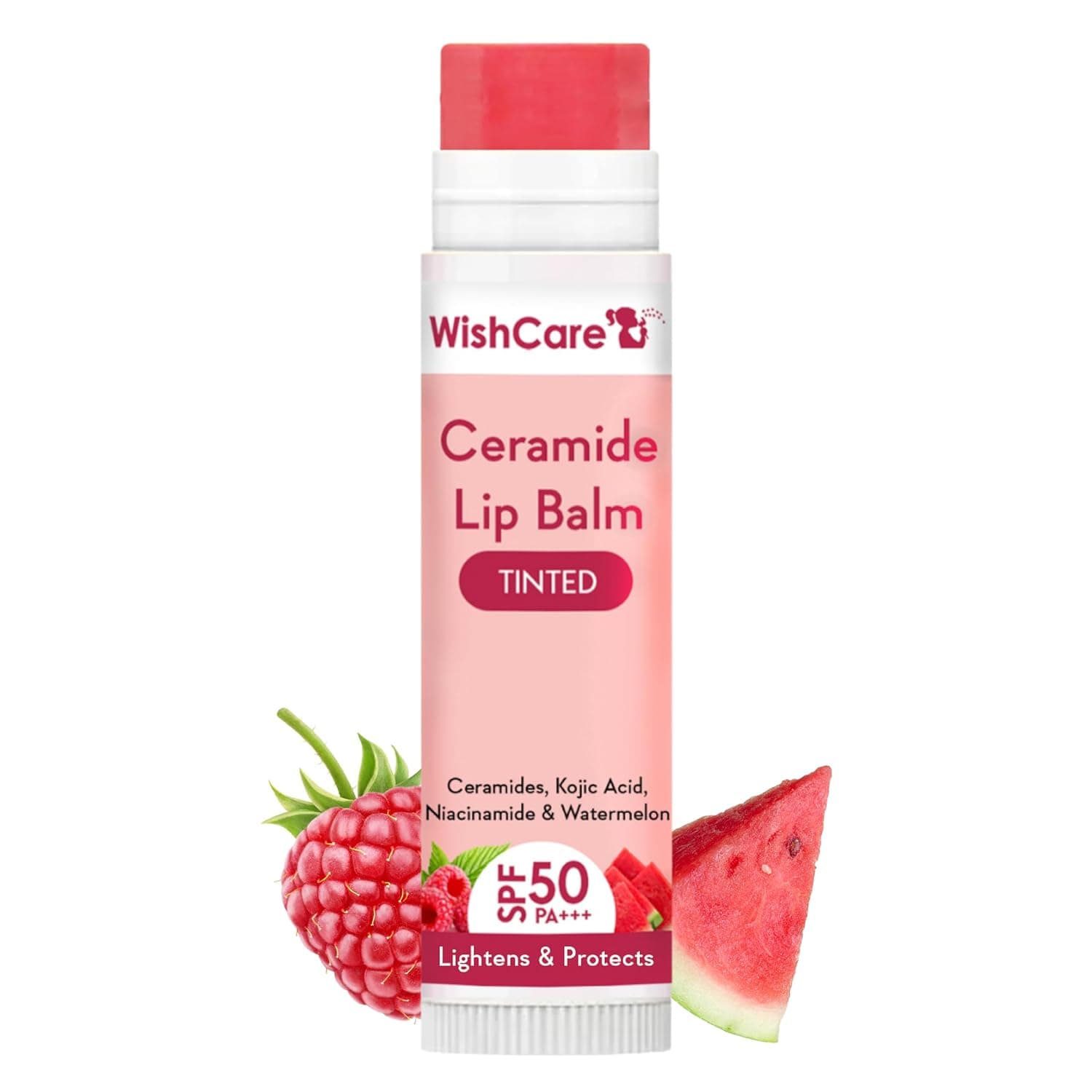 WishCare Tinted Ceramide Lip Balm with SPF50 PA+++ - Kojic Acid & Niacinamide - For Lip Lightening & Protection 5gm — Image 1